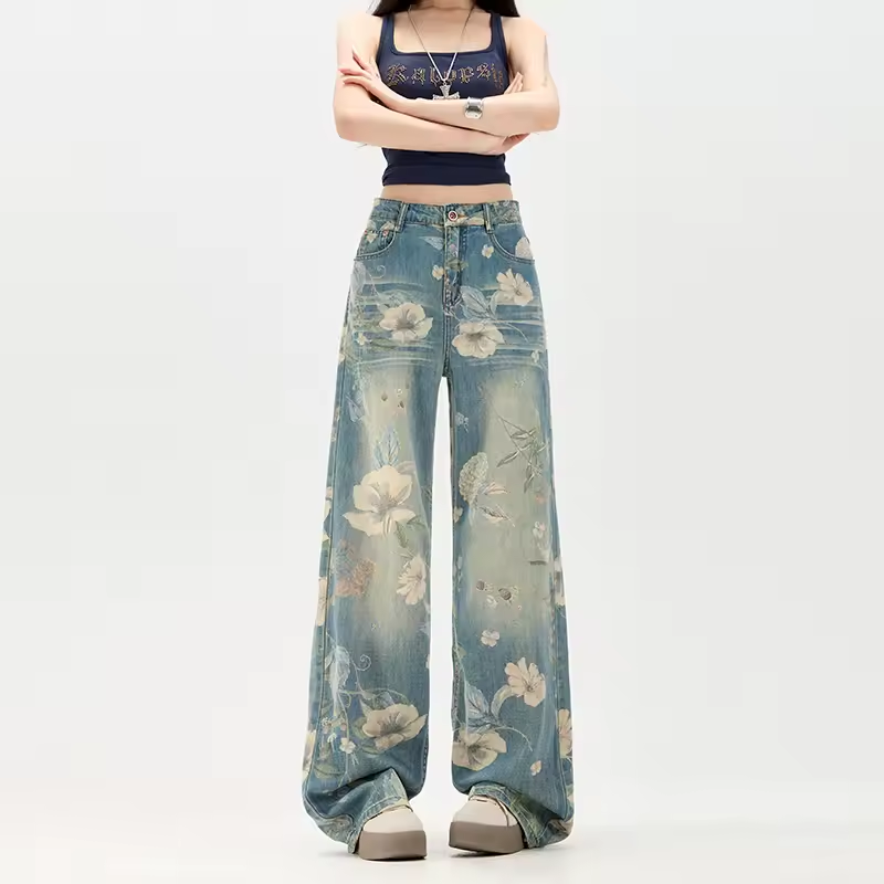 Flowers Baggy Jeans
